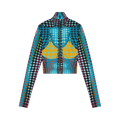 Jean Paul Gaultier Re-Edition High Neck Long-Sleeve Top "Blue/Purple/Yellow"