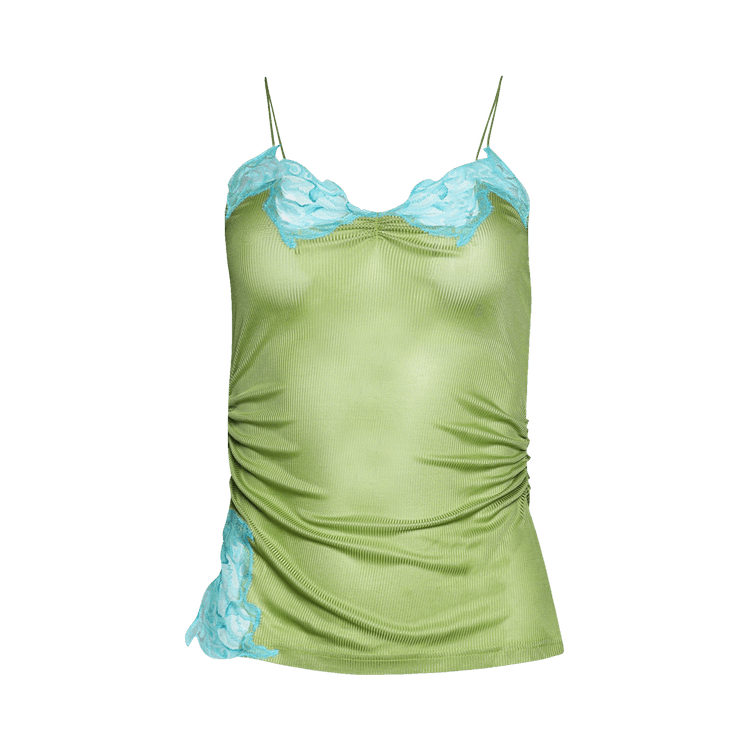 Christopher Esber Delphin Lace Rib Cami "Fresh Lime/Cyan"