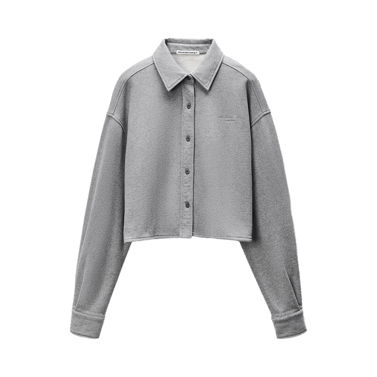 Alexander Wang Cropped Button Down Shirt "Dark Heather Grey"