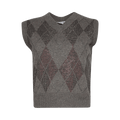 Alexander Wang V Neck Vest With Argyle Crystal Hotfix "Brown"