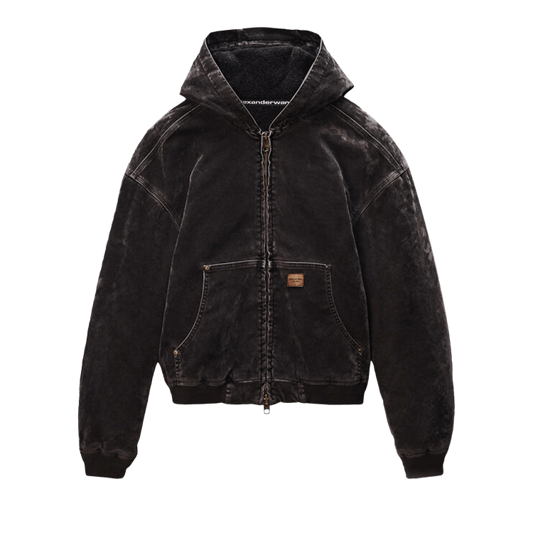 Alexander Wang Flocked Oversized Carpenter Hoodie "Weathered Grey"