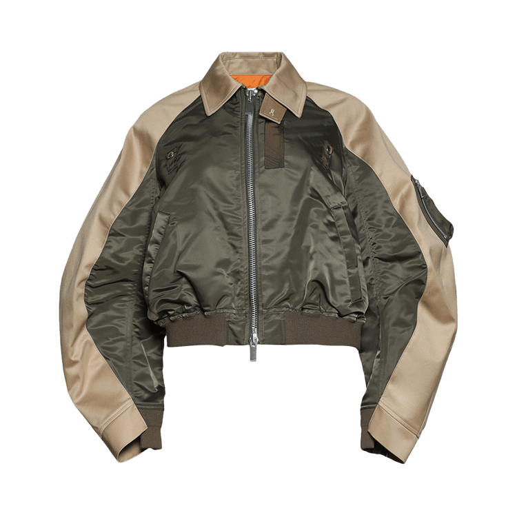 Sacai Cotton Chino x Nylon Twill Blouson "Dark Khaki/Beige"