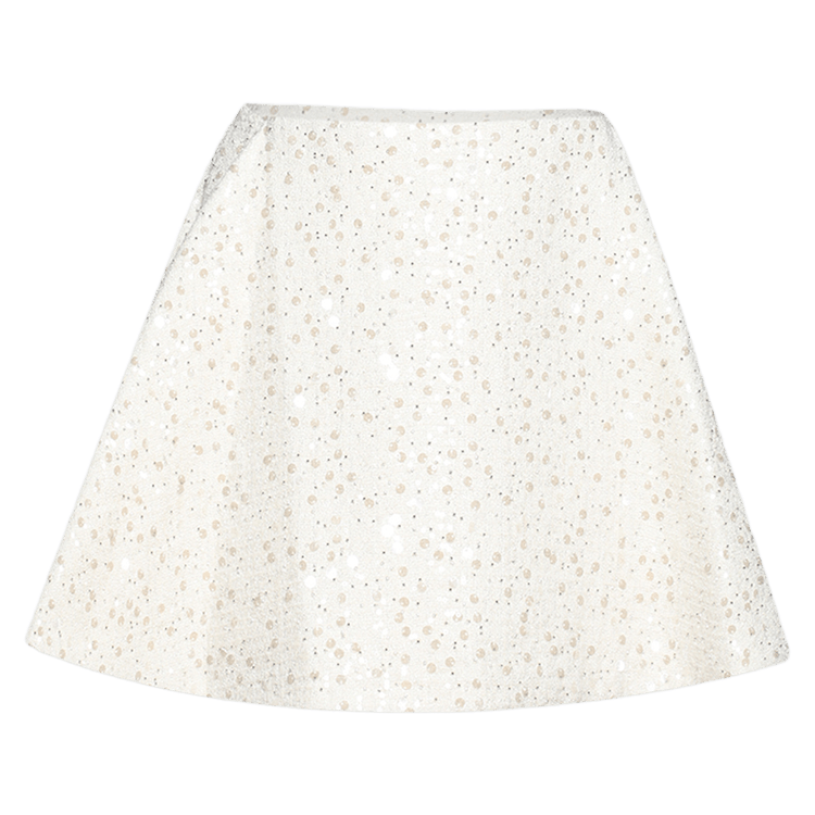 David Koma Sequin Boucle A-Line Mini Skirt "White"