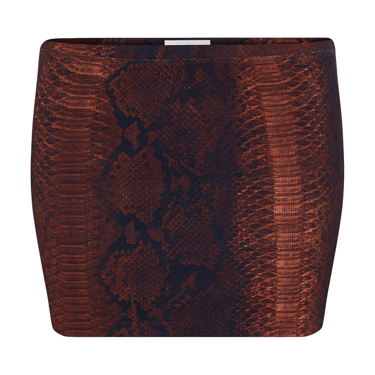 Jean Paul Gaultier Cotton Ribbed Mini Skirt Printed "Python" "Brown/Black"