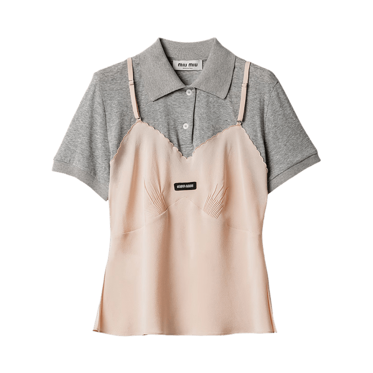 Miu Miu Marocaine Crepe Top "Pesco/Grigio"