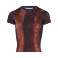 Jean Paul Gaultier Cotton Ribbed T-Shirt Printed "Python" "Brown/Black"