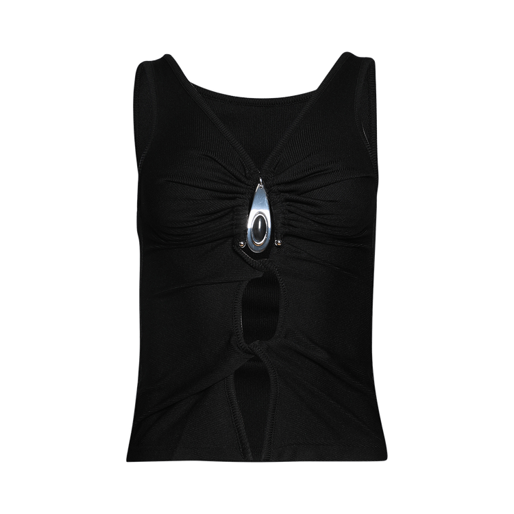 Christopher Esber Crystal Pendant Open Twist Tank "Black"