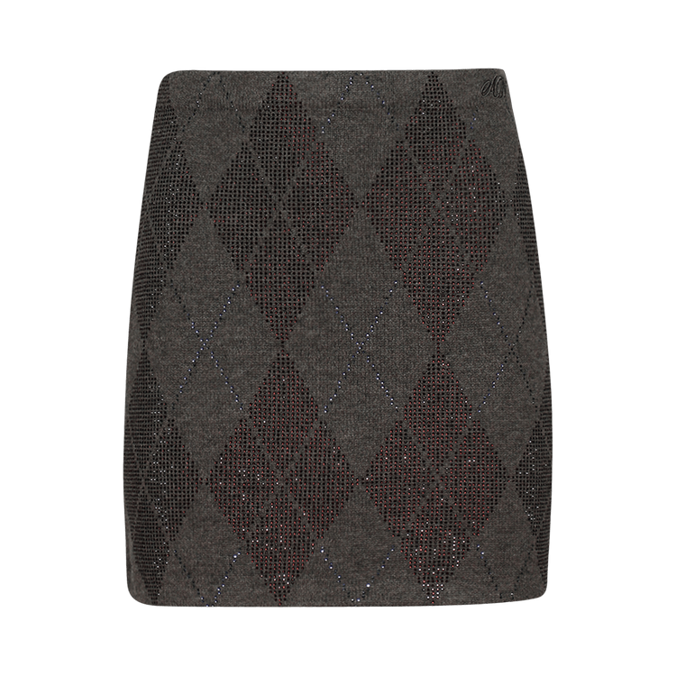 Alexander Wang A-Line Skirt With Argyle Crystal Hotfix "Brown"