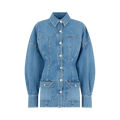 Attico Mini Dress Washed Denim Stretch "Sky Blue"