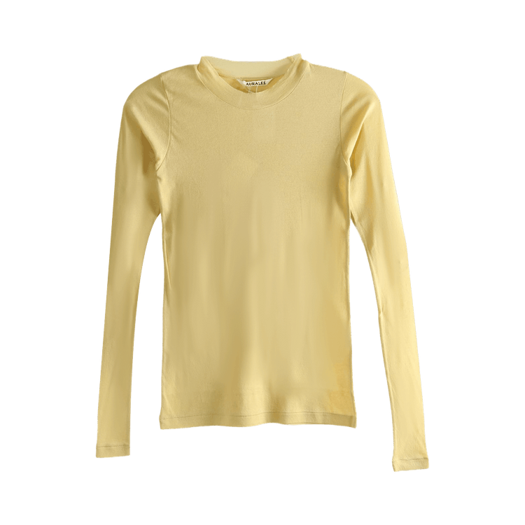 Auralee Super High Gauge Sheer Rib Long-Sleeve Tee "Mustard"
