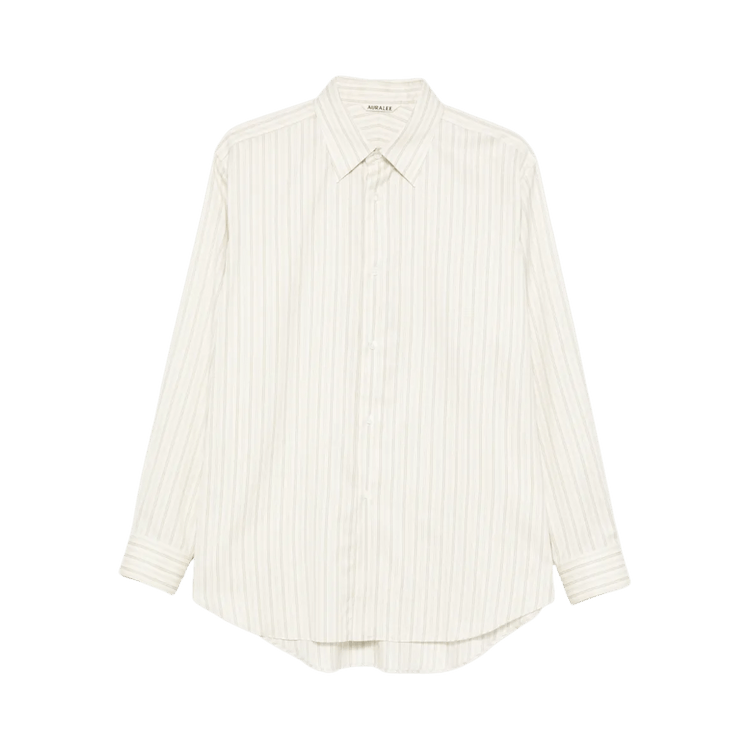Auralee Cotton Silk Stripe Shirt "Ivory Stripe"