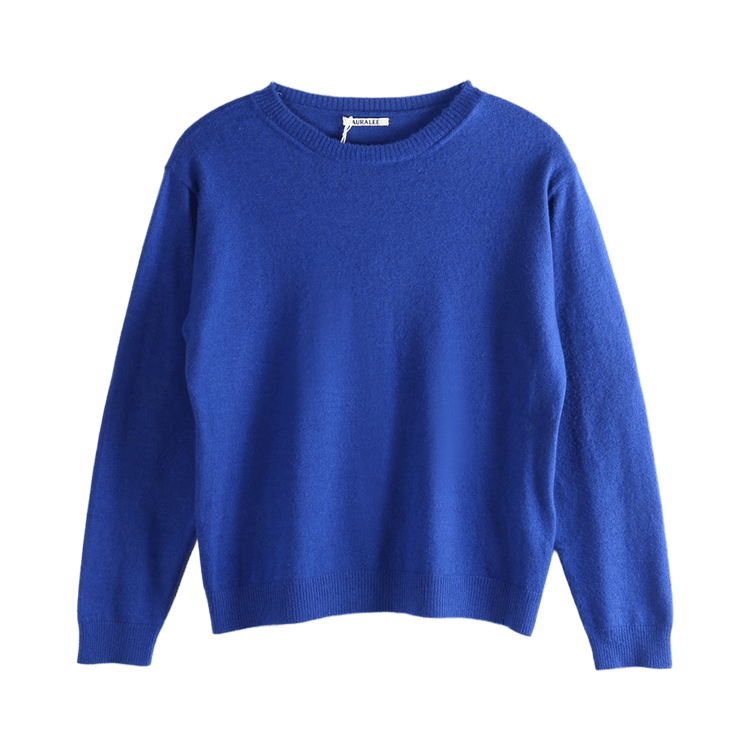 Auralee Brushed Cashmere Cotton Pullover "Royal Blue"