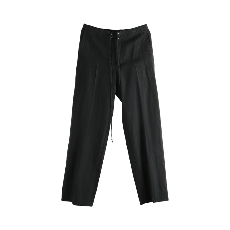 Auralee Wool Cotton Linen Ox Drawstring Pants "Black"