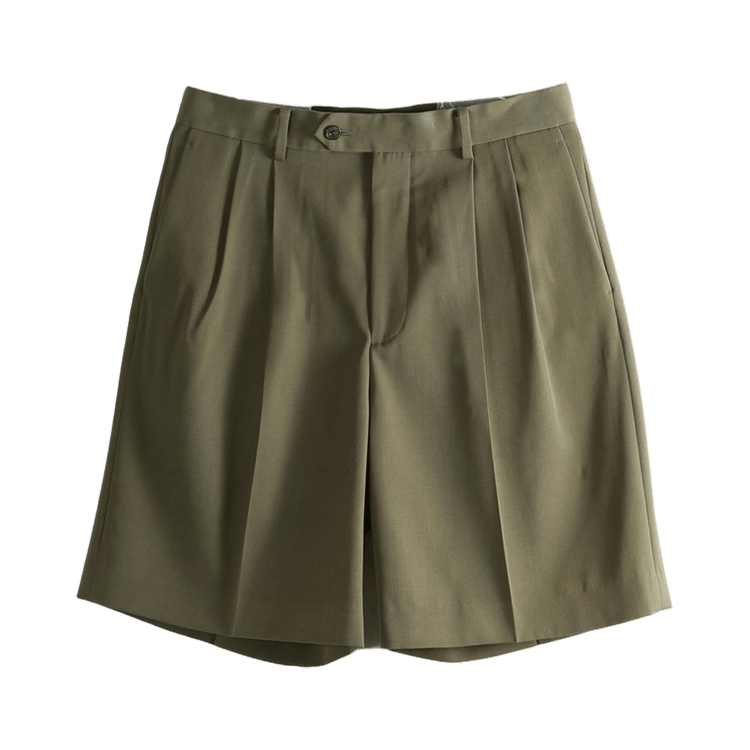 Auralee Light Wool Max Gabardine Shorts "Olive Brown"