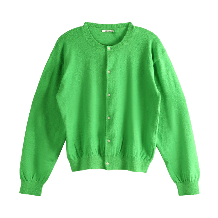 Auralee Brushed Cashmere Cotton Knit Cardigan "Green"