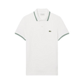 Lacoste Short-Sleeve Regular Fit Stripe Collar Pique Polo "White"