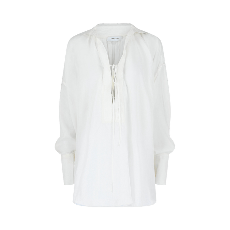 Ferragamo Silk-Blend Tunic Top "White"