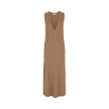 Ferragamo Sleeveless Ribbed Knit Dress "Beige"
