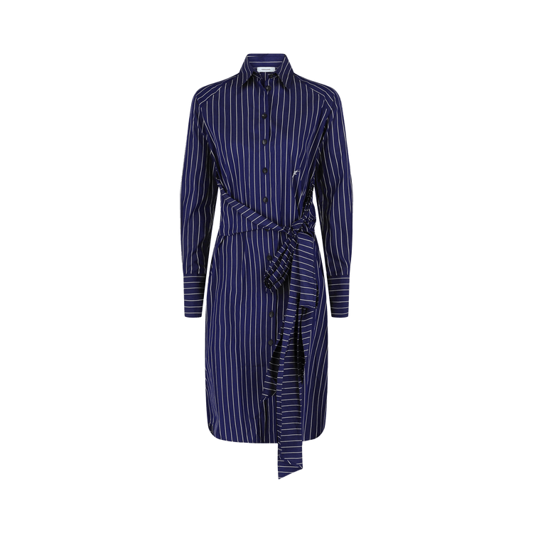 Ferragamo Pinstriped Shirt Dress "Bone"