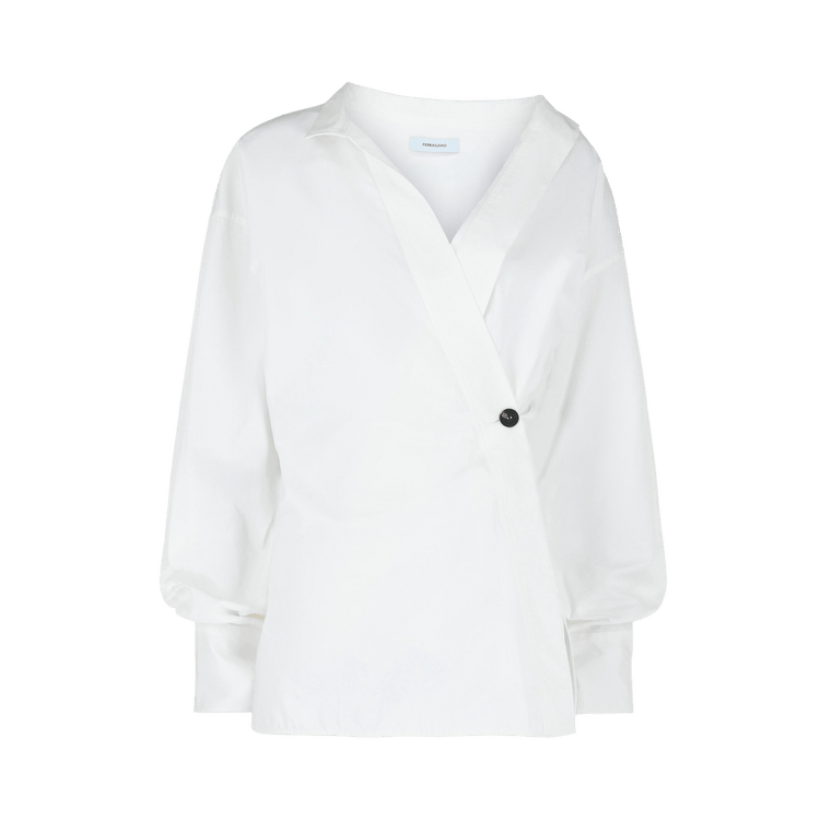 Ferragamo Asymmetric Cotton Dress Shirt "White"
