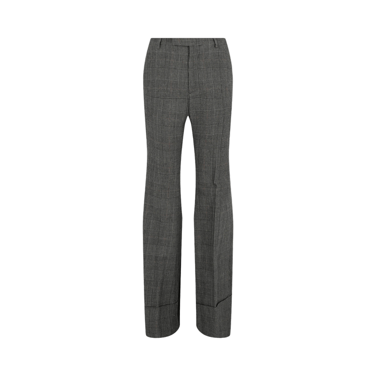 Gucci Plaid Flared-Leg Trousers "Grey/Beige"