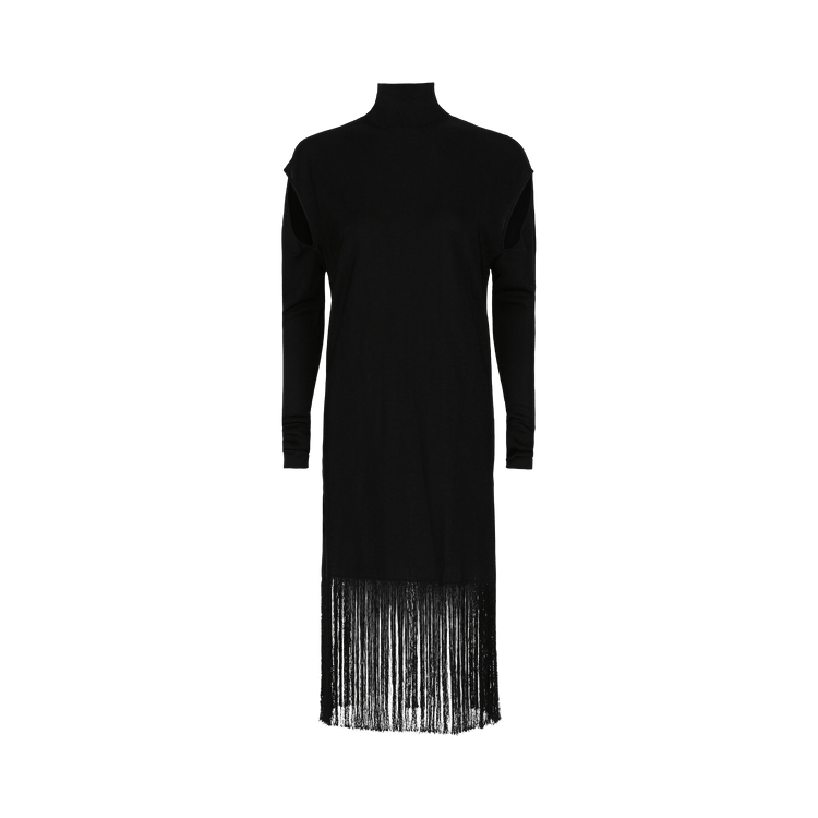 Ferragamo Cutout/Fringe Hem Dress "Black"
