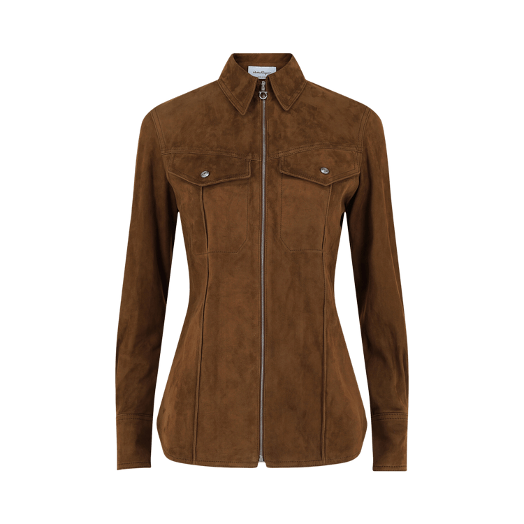 Ferragamo Lightweight Suede Jacket "Brown"