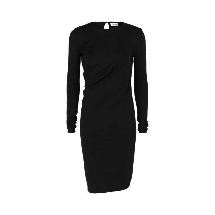 Ferragamo Ruched Midi Dress "Black"