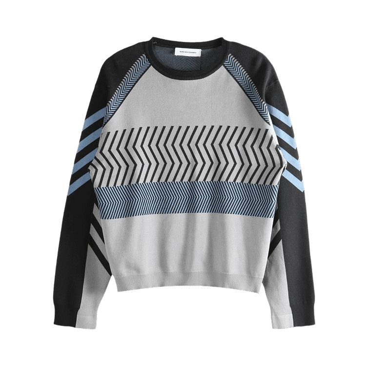 Kiko Kostadinov Combed Cotton Gizi Panelled Jumper "Black/Grey/Blue"