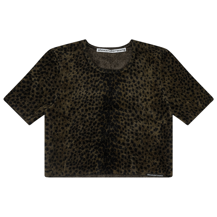Alexander Wang Leopard Cropped Tee Shirt "Brown"