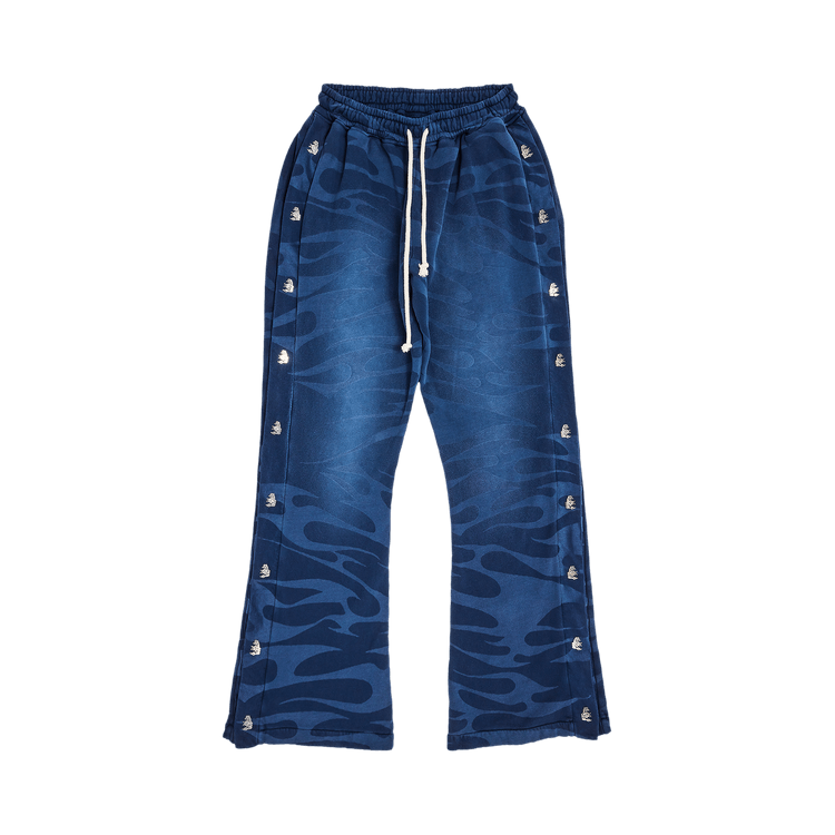Hellstar SNAP Sweatpants W/ Flame "Blue"