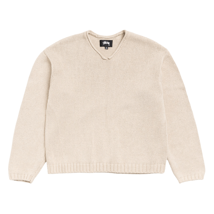 Stussy Roll V Neck Sweater "Oatmeal"