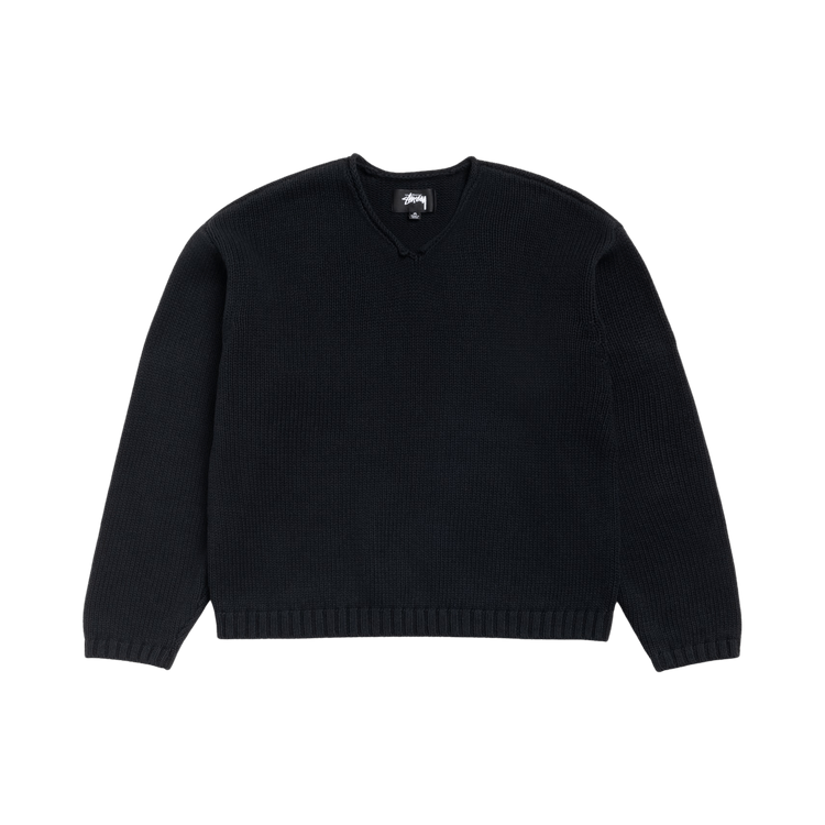 Stussy Roll V Neck Sweater "Black"