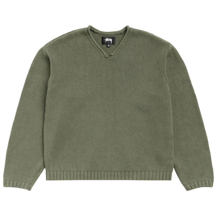 Stussy Roll V Neck Sweater "Olive"