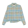 R13 Cropped Work Shirt "Light Blue Plaid"