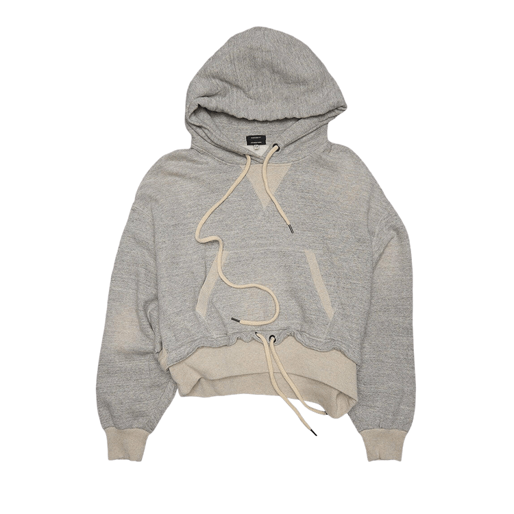 R13 Cinched Hem Popover Hoodie "Heather Grey/Oatmeal"
