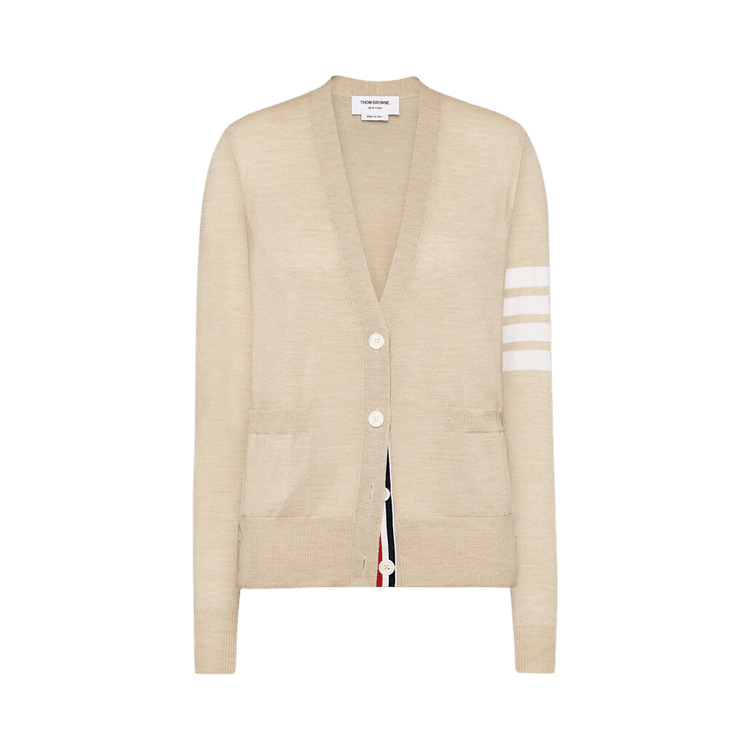 Thom Browne 4 Bar Relaxed Fit V-Neck Cardigan "Beige"