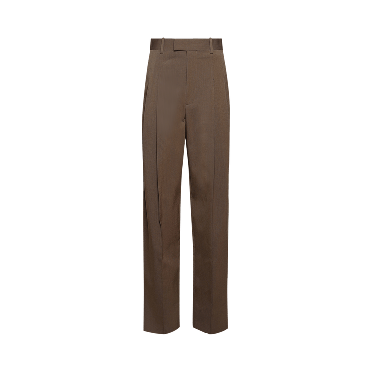 Bottega Veneta Wool Stretch Tricotine Melange Trousers "Ebony/Light Jute"