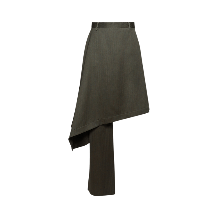 Bottega Veneta Subtle Wool Chevron Skirt "Forest/Caper"