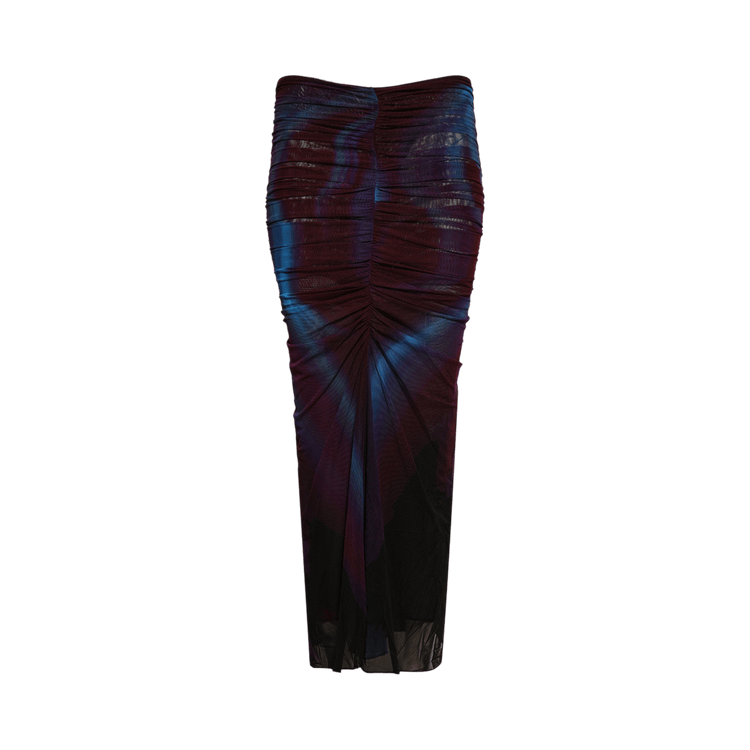 Mugler Floral Print Mesh Skirt "Blue/Red Flowers"