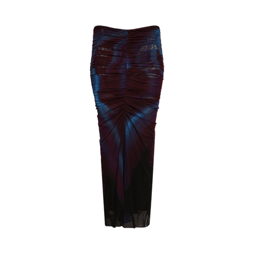 Mugler Floral Print Mesh Skirt "Blue/Red Flowers"