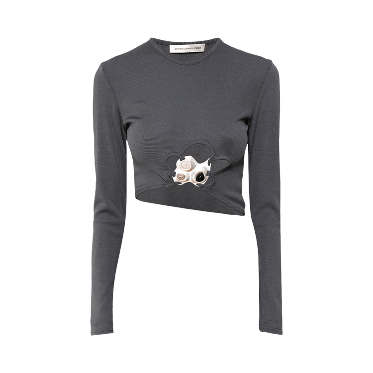 Christopher Esber Trio Stone Cropped Top "Steel"