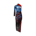 Mugler Asymmetric Sheer Dress "Blue/Red Flowers"