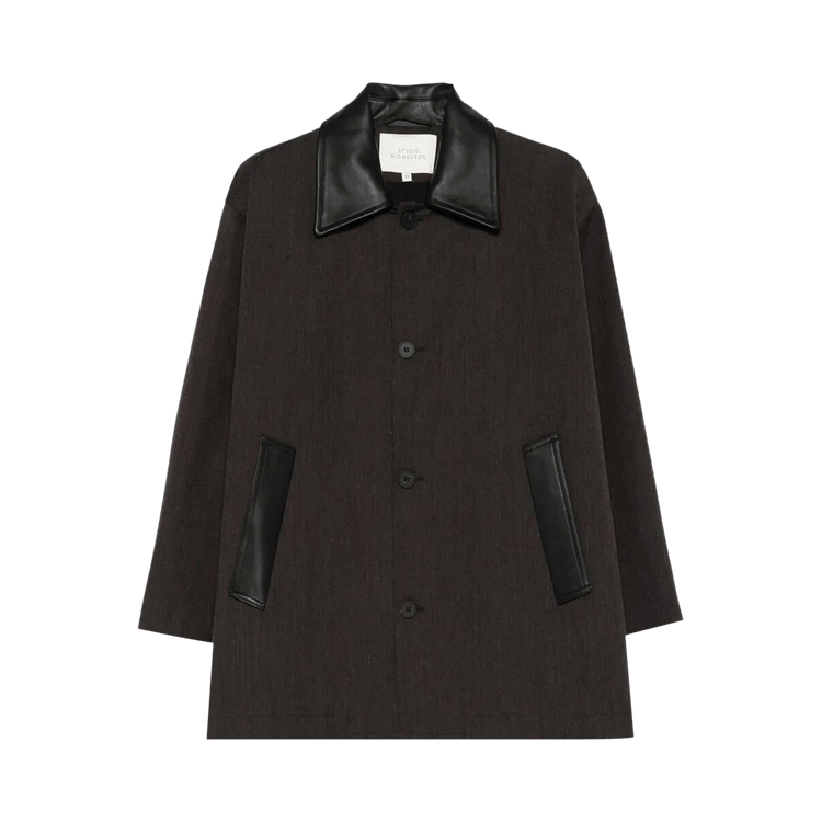 Studio Nicholson Leather Collar Chore Coat "Brown Marl"