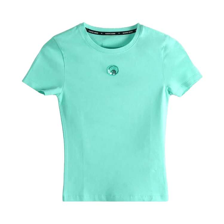 Marine Serre Pearl Logo Short-Sleeve Fit T-Shirt "Light Aqua Green"