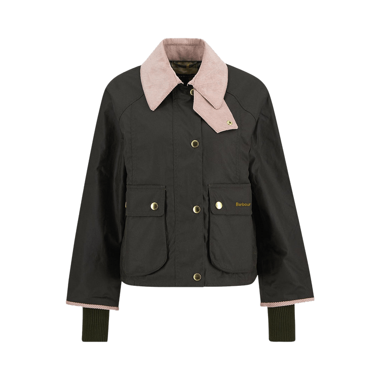 Barbour Cropped Beadnell Jacket "Archive Olive/Ancient/Gardenia"