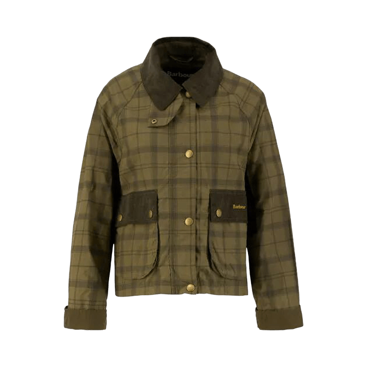 Barbour Tartan Cropped Beadnell Jacket "Dusky Green/Highland"