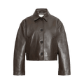 Studio Nicholson Button Through Cropped Leather Jacket "Cocoa"