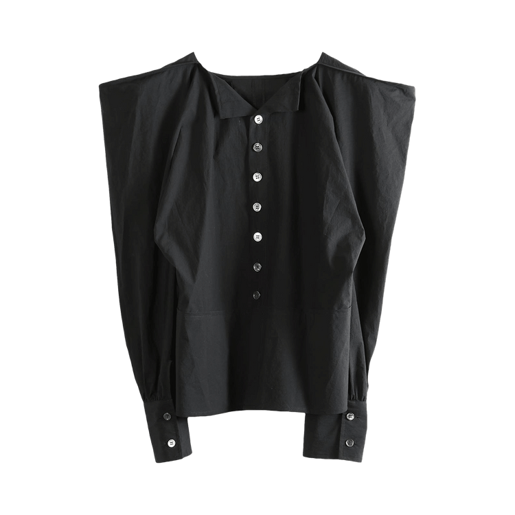 Tao Comme des Garçons Puff Sleeve Button Front Blouse "Black"