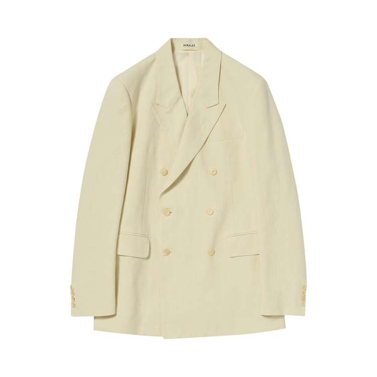 Auralee Ox Double Breasted Jacket "Lime Beige"